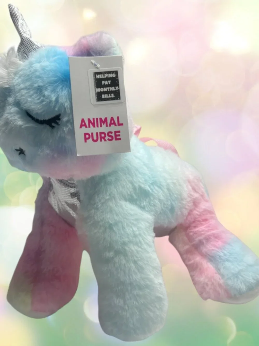 NWT Unicorn Bag Plush Stuffed Animal Purse Tie Dye Rainbow Crossbody Girls #5